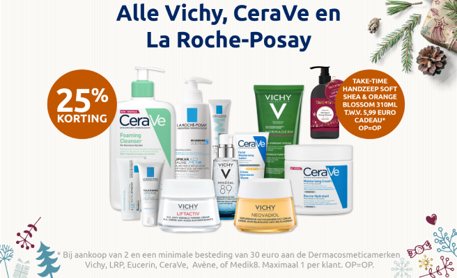 Actiebanner voor merk CeraVe met oranje bol die 2e halve prijs korting aangeeft.