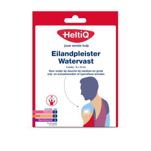 HeltiQ Eilandpleister Watervast 9 x 10 cm, 1 karton 4 stuks