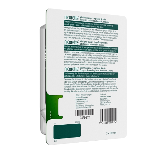 Nicorette Mint Nicotine 1mg Duo Mondspray 2 x 150ml