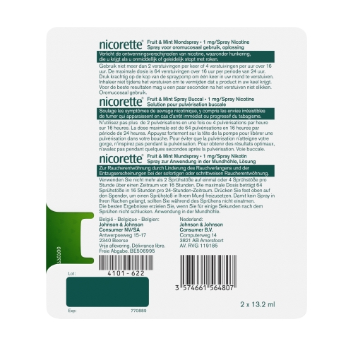 Nicorette Berry & Mint Nicotine 1mg Duo Mondspray 2 x 150ml